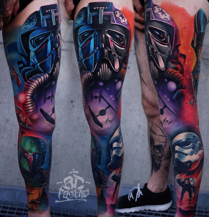 Insane Star Wars Tattoo Leg Sleeve by AD Pancho
