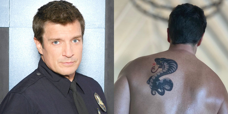 nathan fillion back tattoo